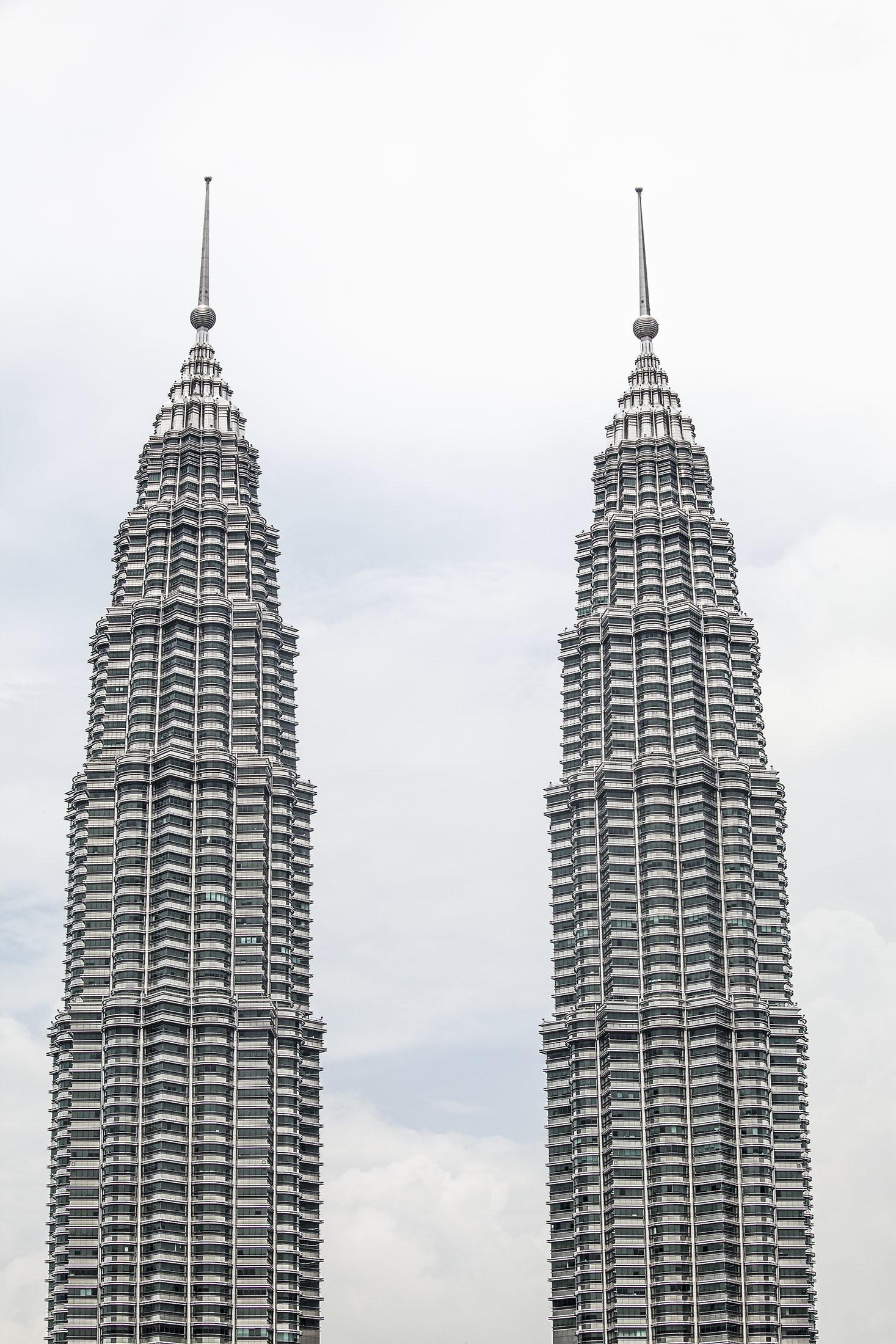The top of Petronas Towers in Kuala Lumpur Malaysia