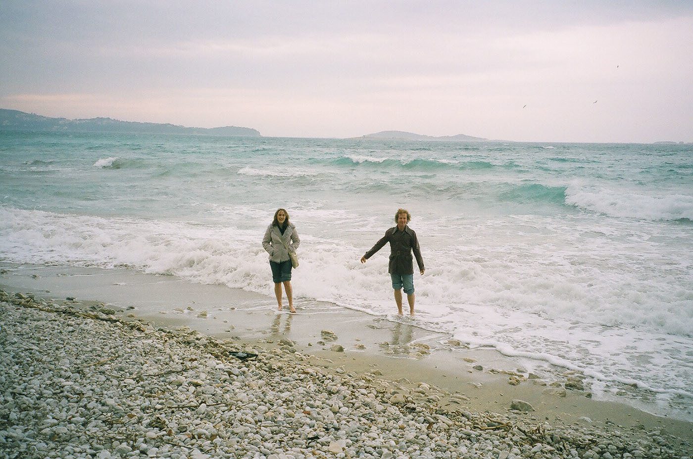 Tina and Ben walking in Adriatic waters in Dubrovnik Croatia