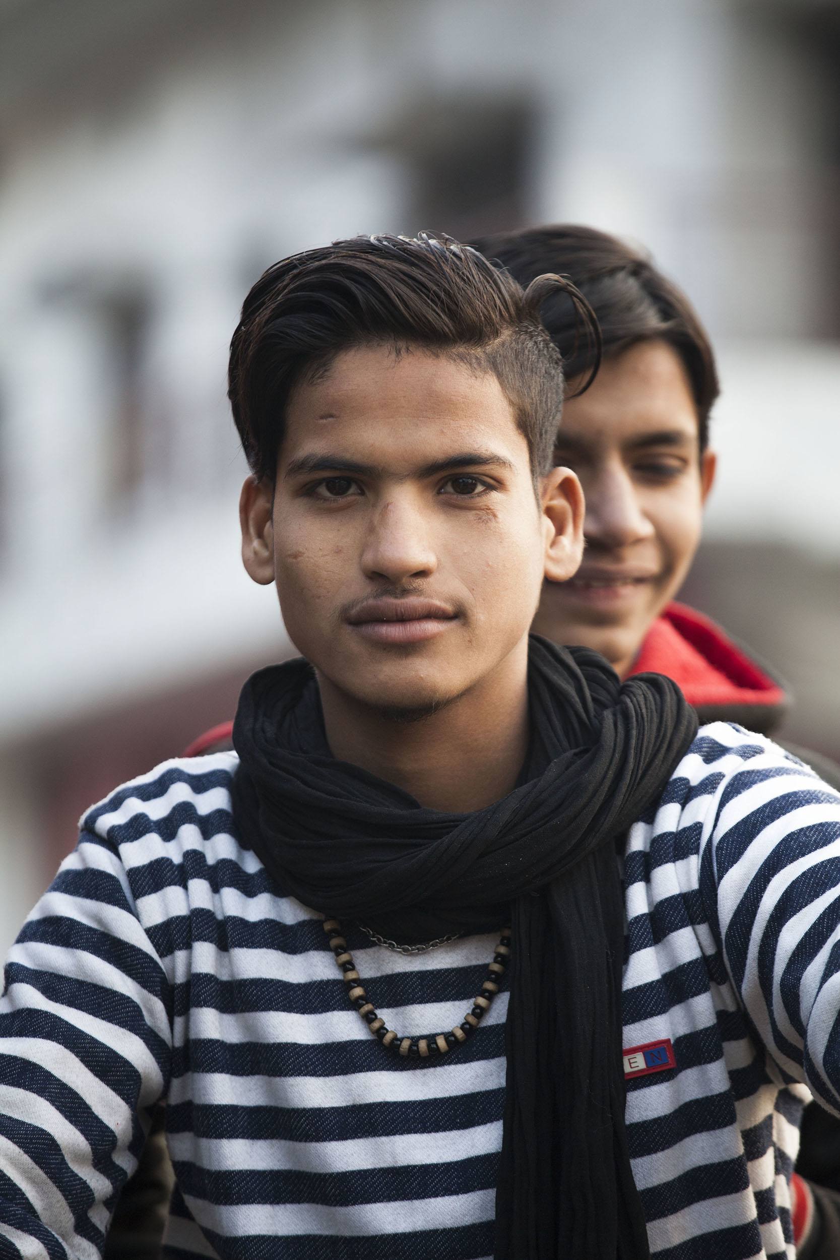 Two Indian boys on a motorbike in Ghazipur India