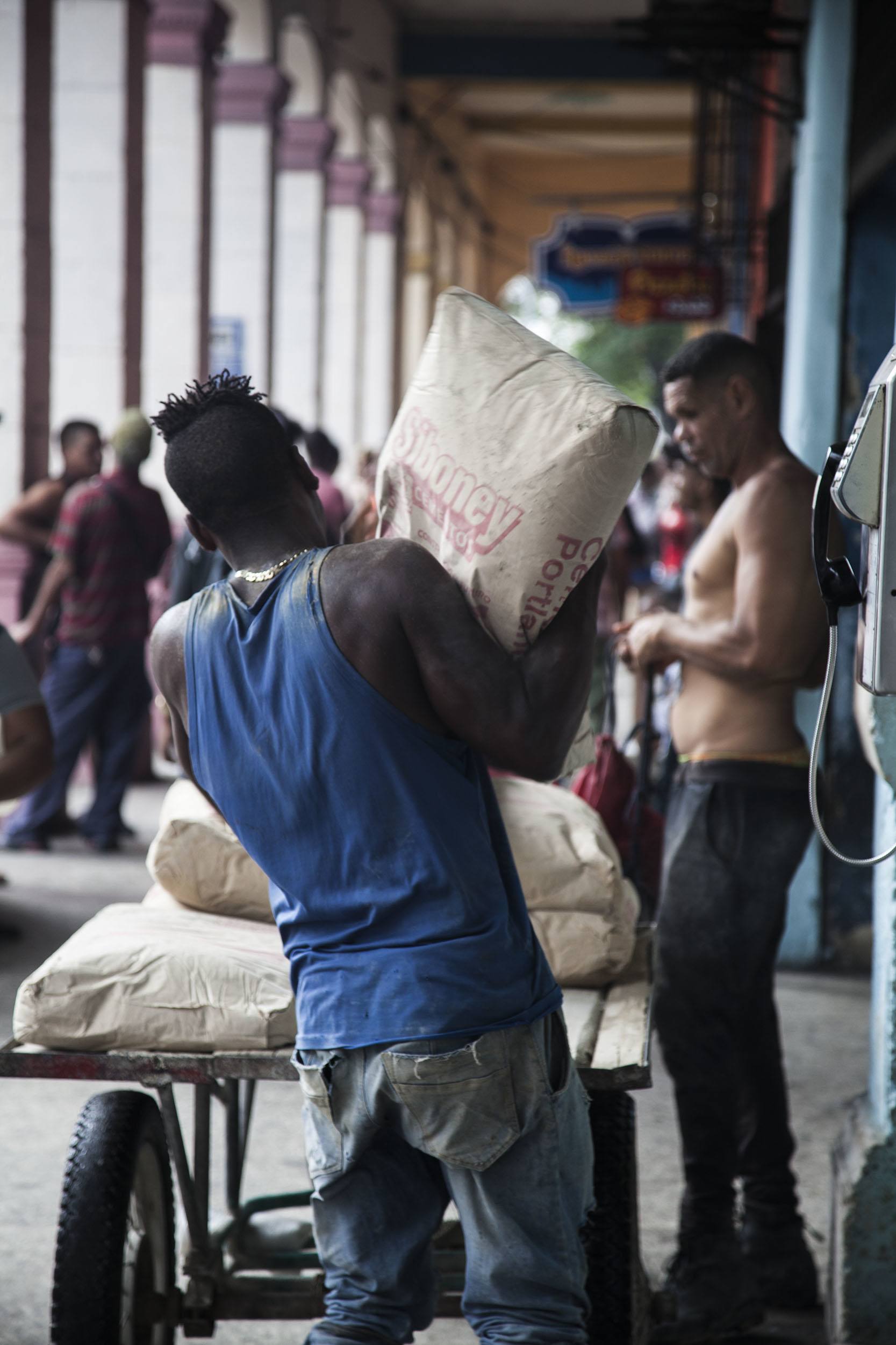 Workmen in the streets of Havana Cuba