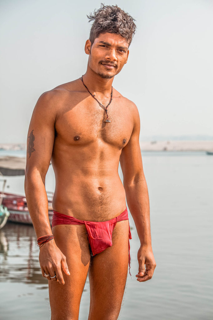 A chiselled Kushti wrestler on the banks of the Ganges in Varanasi, India