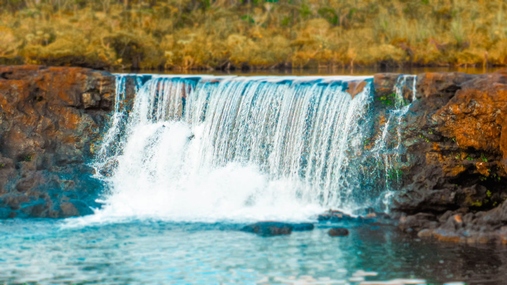 A waterfall inside Blue River Provincial Park, New Caledonia