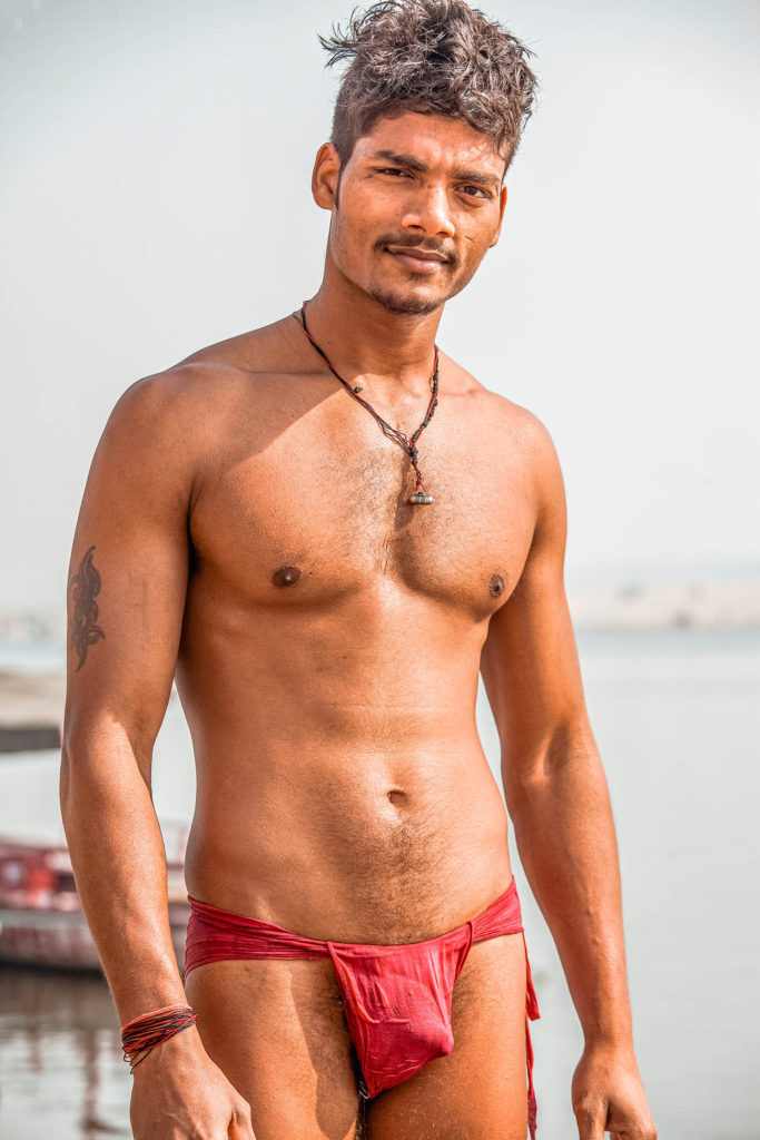 A wrestler on the banks of the Ganges in Varanasi, India