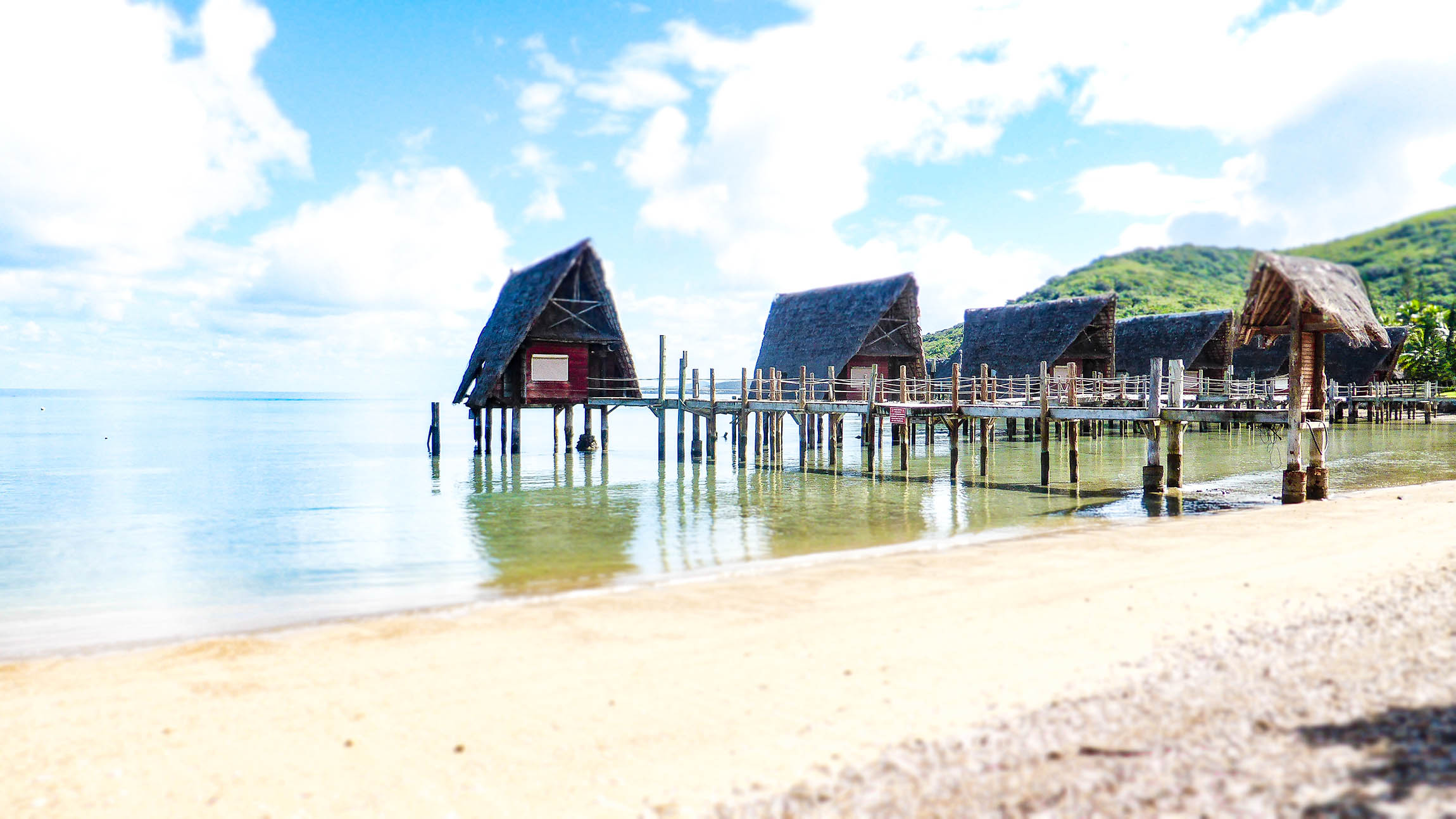 Above water bungalow accommodation at Kuendu Beach in Noumea, New Caledonia