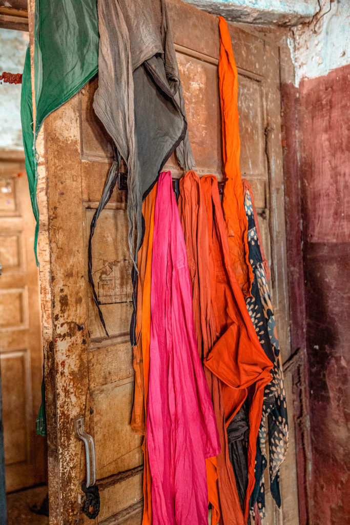 Clean langot hanging over door in room of Kushti wrestlers inside Akhara in Mumbai India