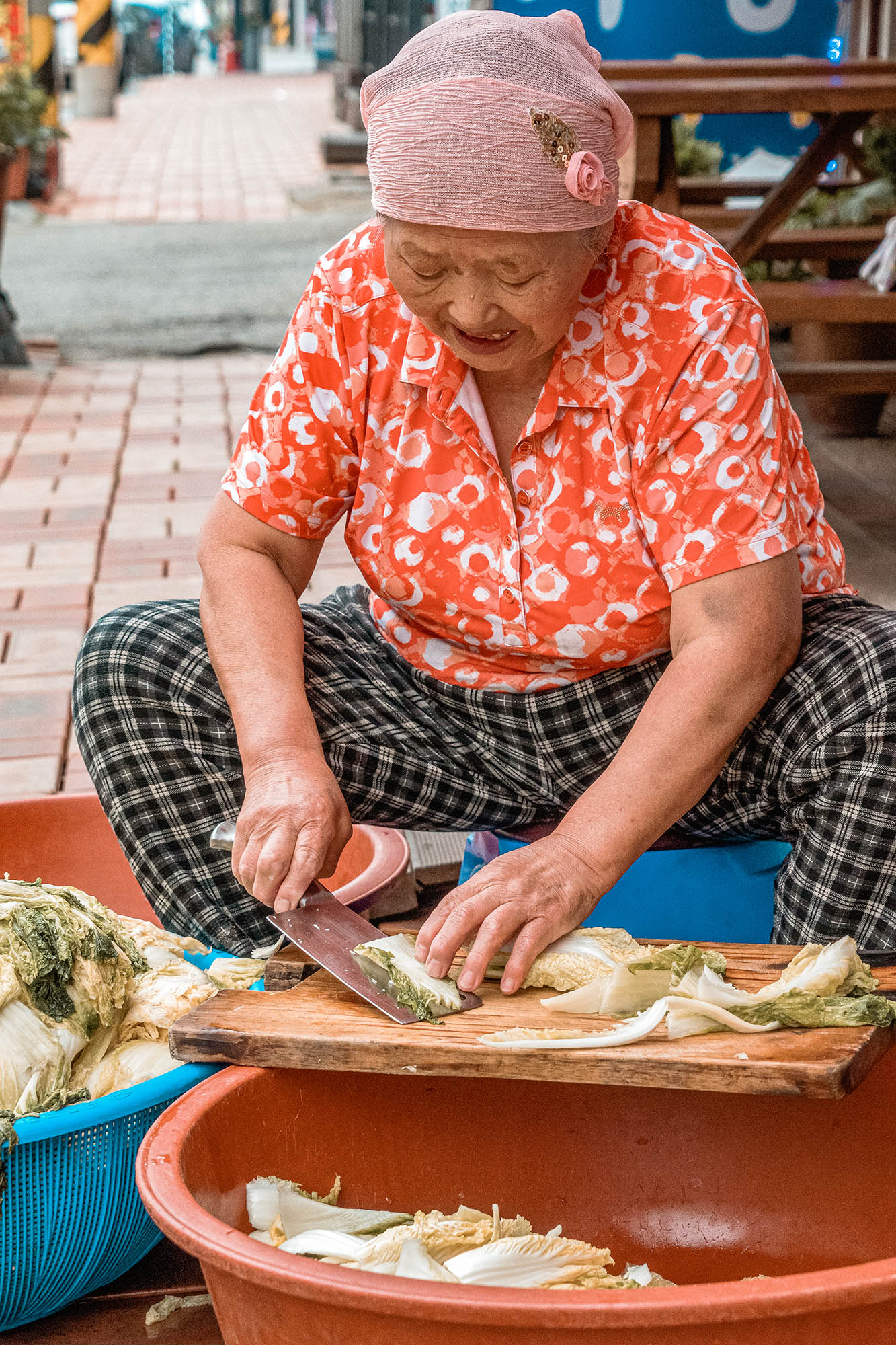 Elderly Korean woman at market in Sokcho, South Korea