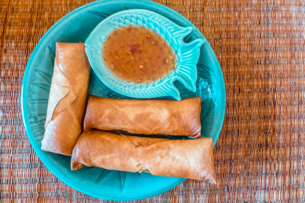 Spring rolls made at Baan Thai cooking school in Chiang Mai, Thailand