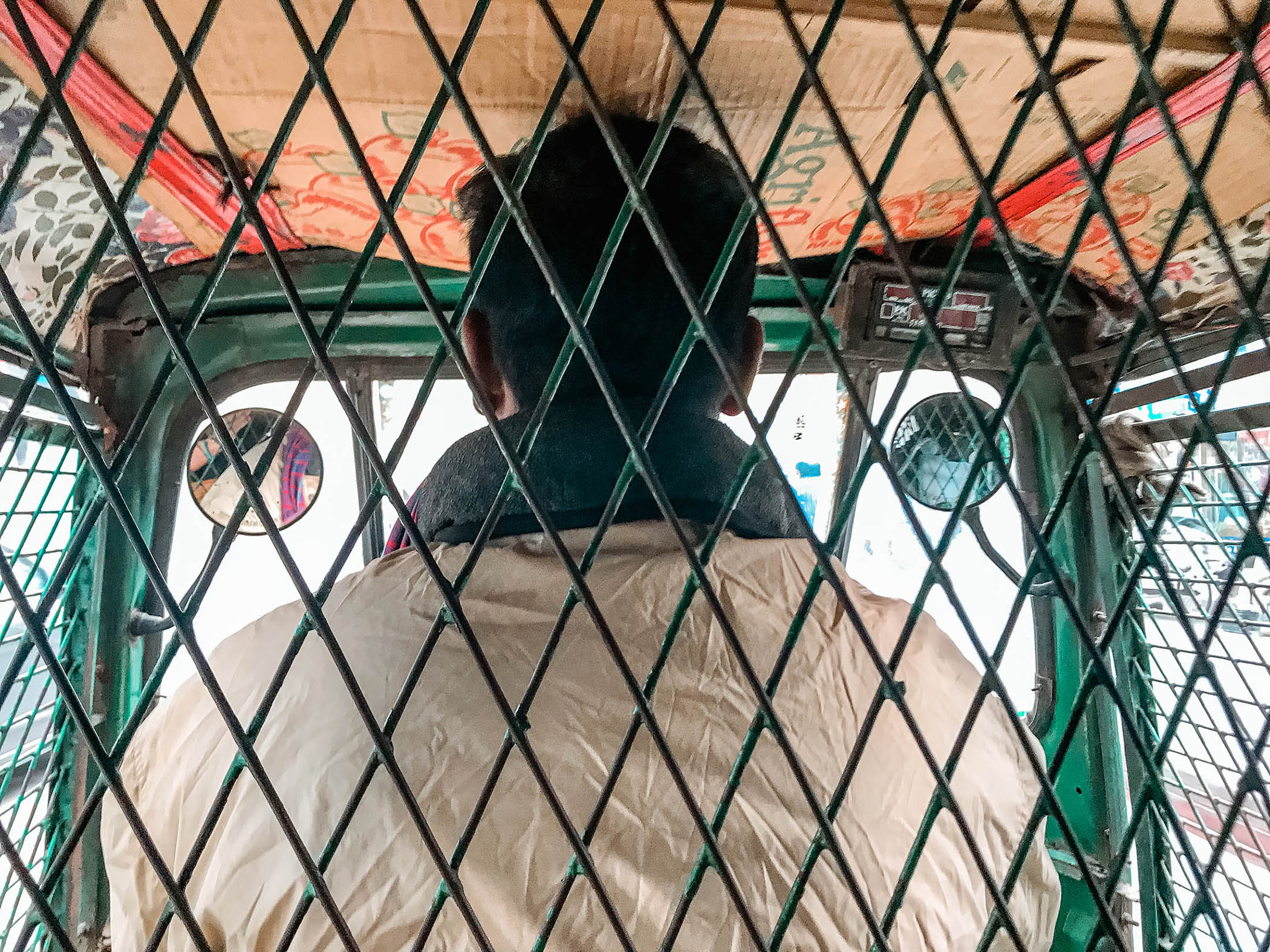 Stuck inside a rickshaw in traffic in Dhaka, Bangladesh-3