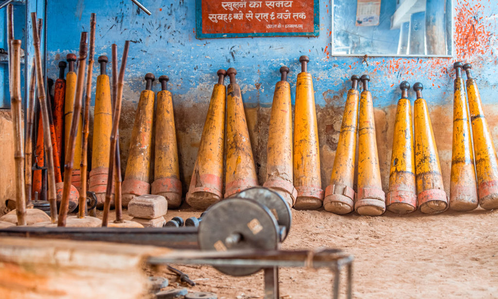 Training equipment inside an Akhara in Varanasi India