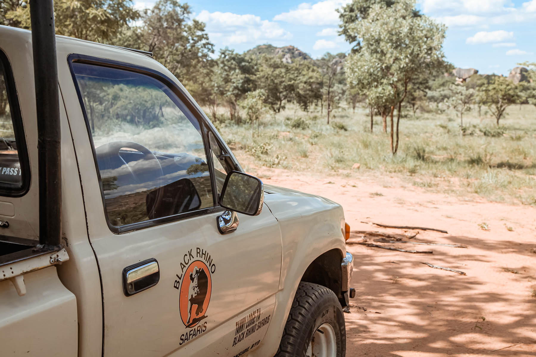 Black Rhino Safaris truck in Matobo National Park, Zimbabwe