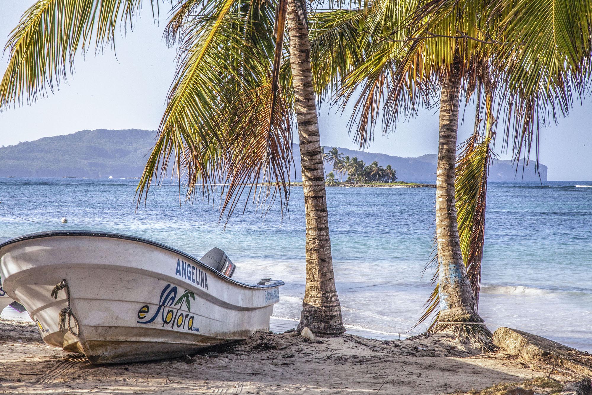Boat on beach of Las Galeras, Dominican Republic