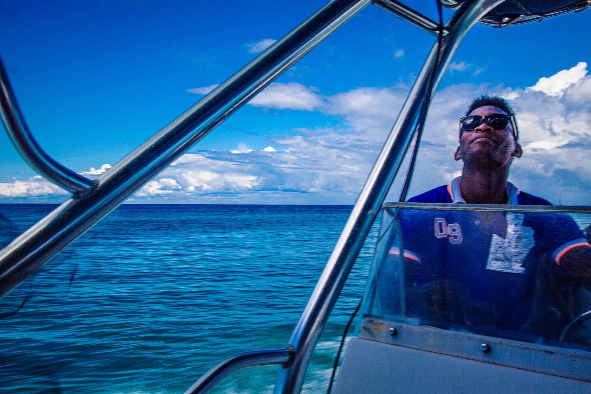 Captain of catamaran en route to Isla Saona, Dominican Republic