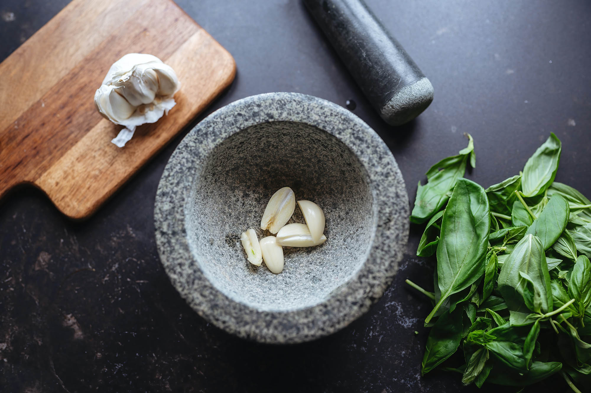 Mortar and pestle for making pesto - great italian dishes you must try