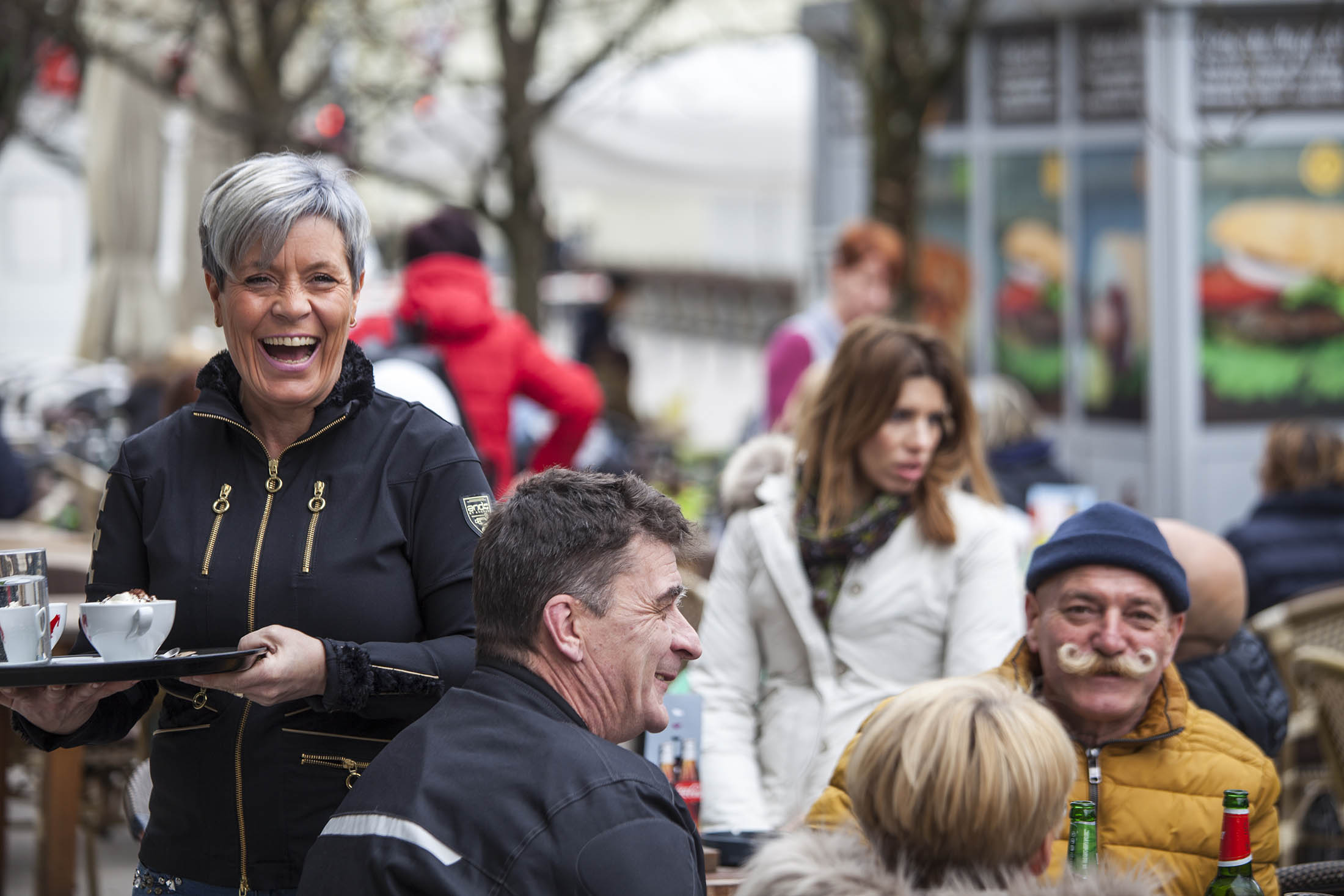 People at cafe in Ljubljana, Slovenia