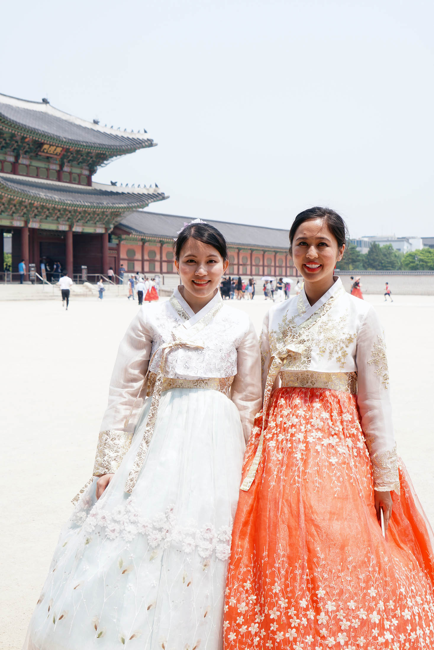 Women posing in Seoul, South Korea